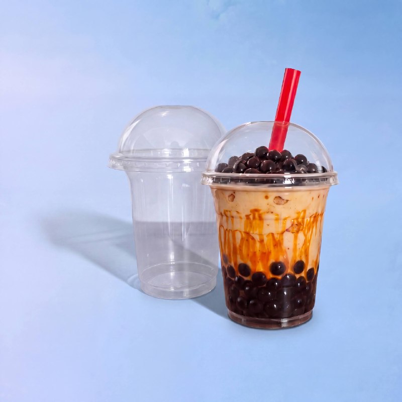 Bubble tea in a DK Plast dome-lid cup